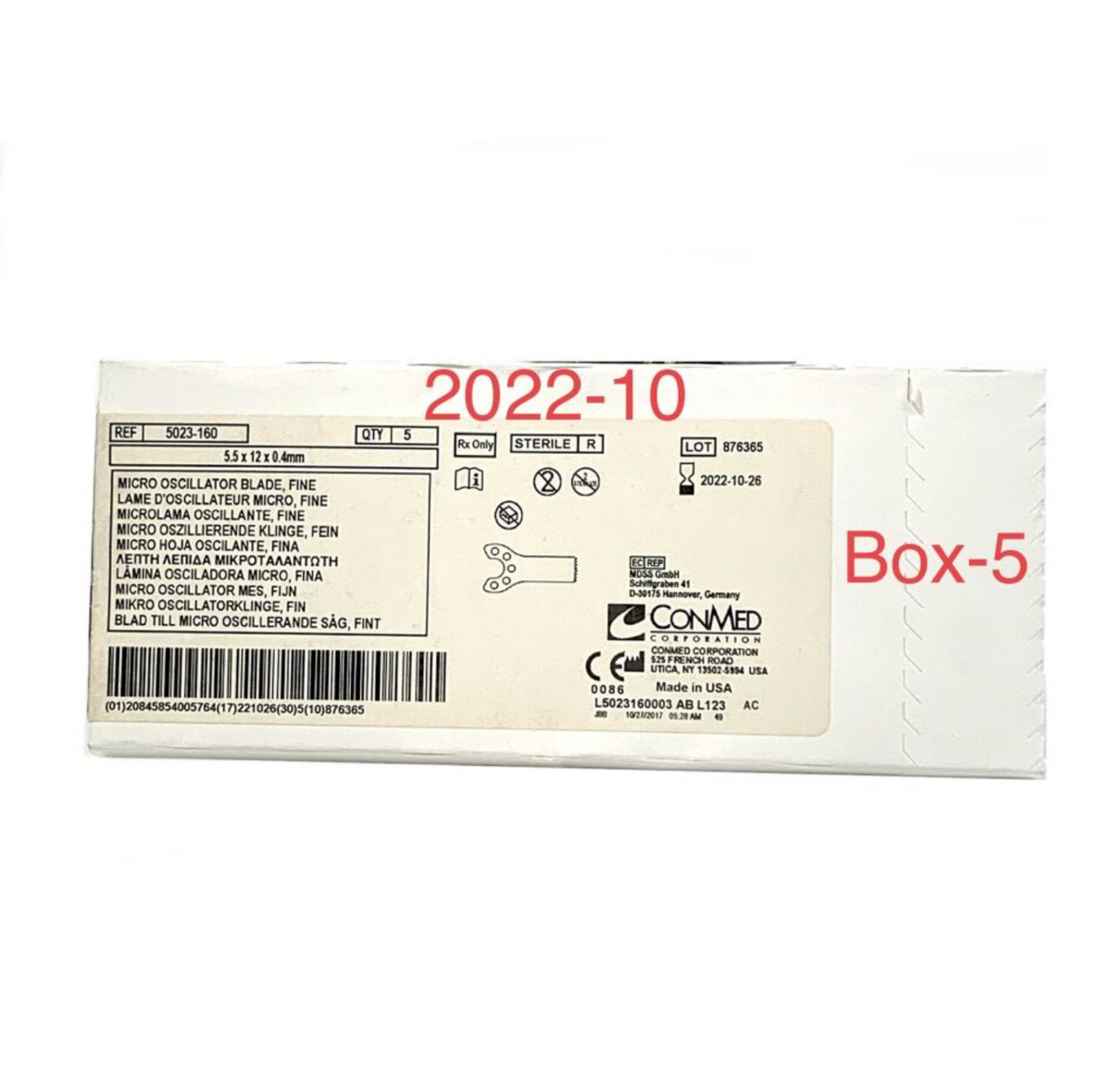 CONMED 5023-160 MICRO OSCILLATOR BLADE FINE BOX OF 5 EXP 2022 10