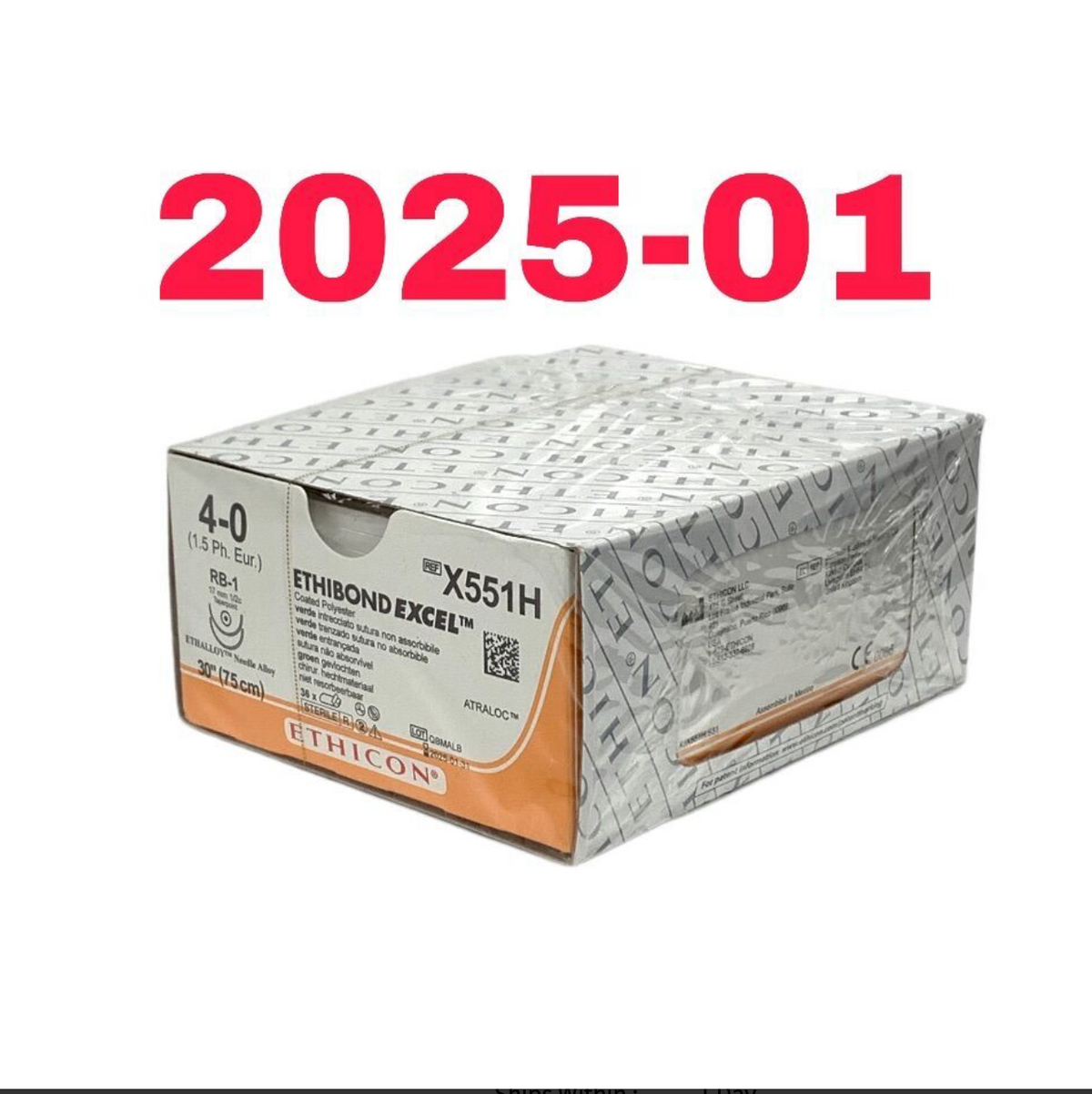 ETHICON X551H ETHIBOND EXCEL COATED POLYESTER GREEN BRAIDED NON ABSORBABLE SUTURE EXP 2025 01