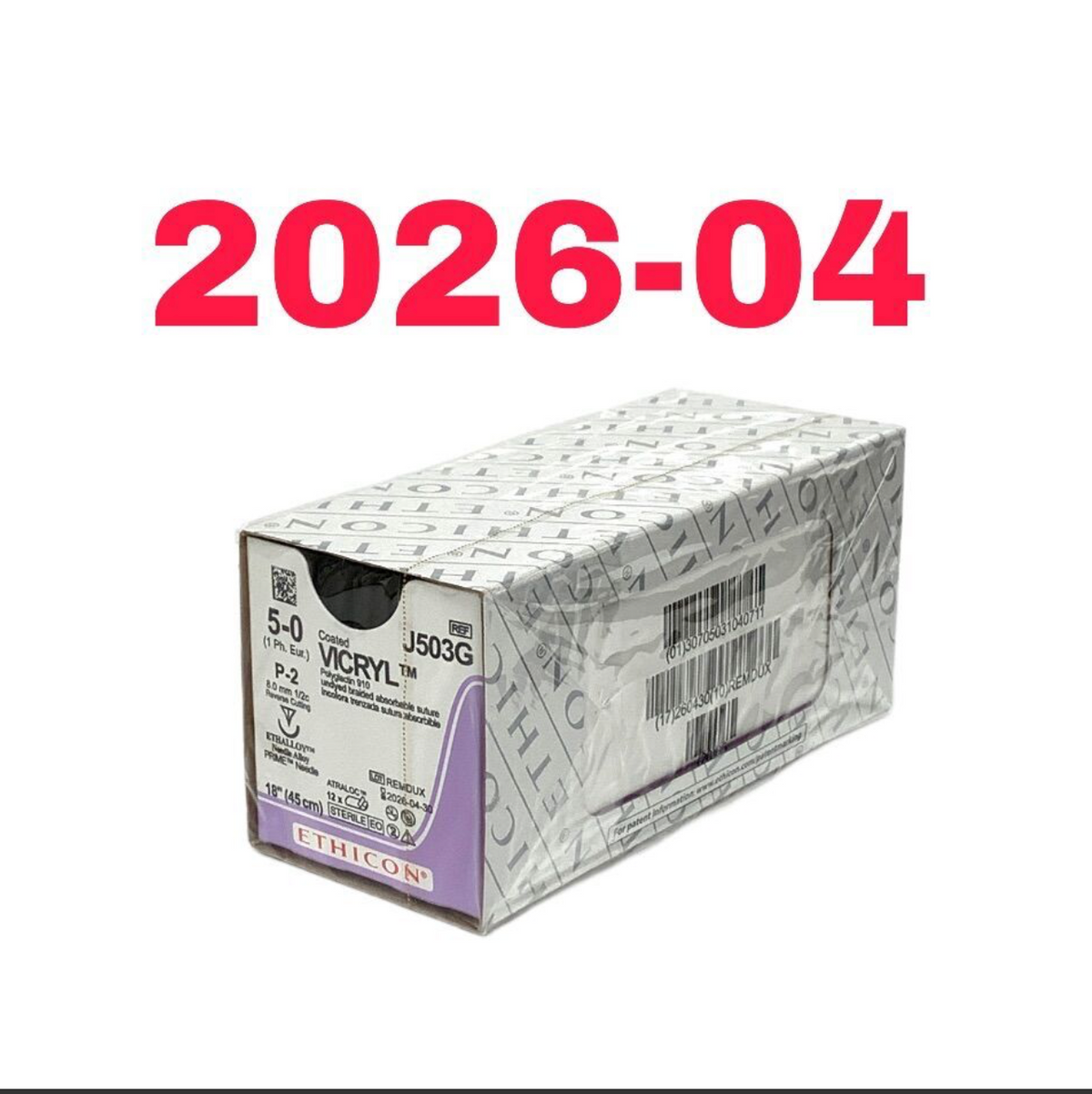 ETHICON J503G COATED VICRYL POLYGLACTIN 910 UNDYED BRAIDED ABSORBABLE SUTURE EXP 2026 04