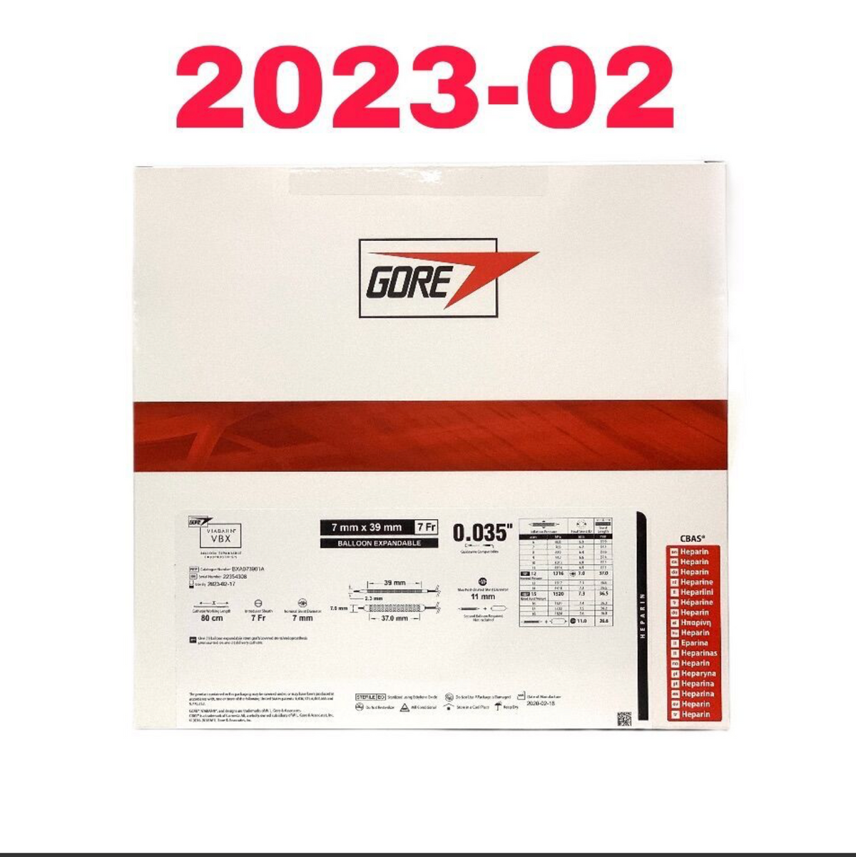 GORE BXA073901A VIABAHN VBX BALLOON EXPANDABLE ENDOPROSTHESIS EXP 2023 02