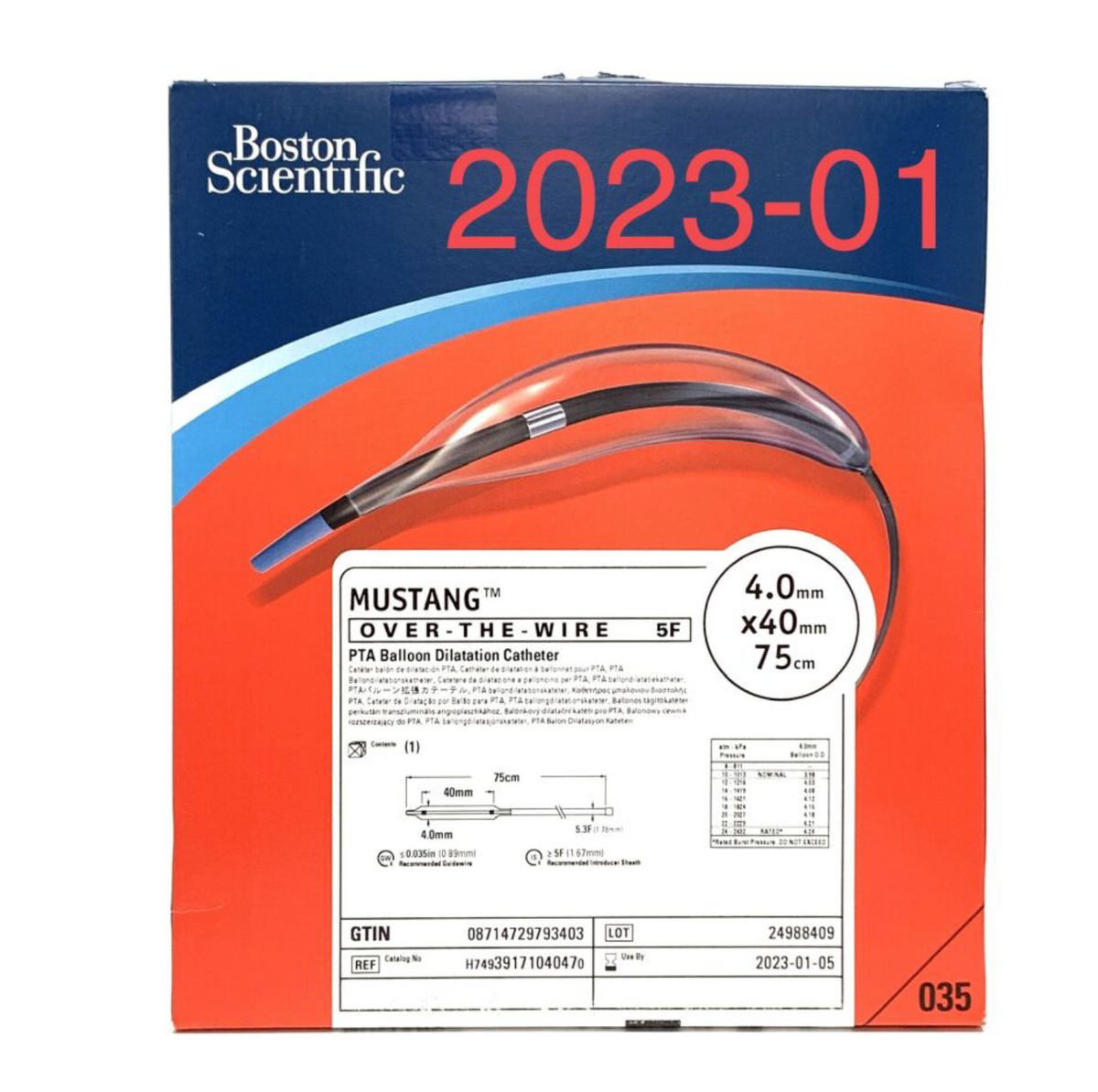 BOSTON SCIENTIFIC H74939171040470 MUSTANG PTA BALLOON DILATATION CATHETER EXP 2023 01