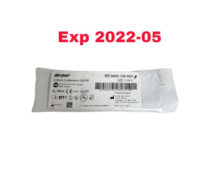 STRYKER 5820-105-022 2.2mm Lindemann Drill Bit EXPIRED 2022