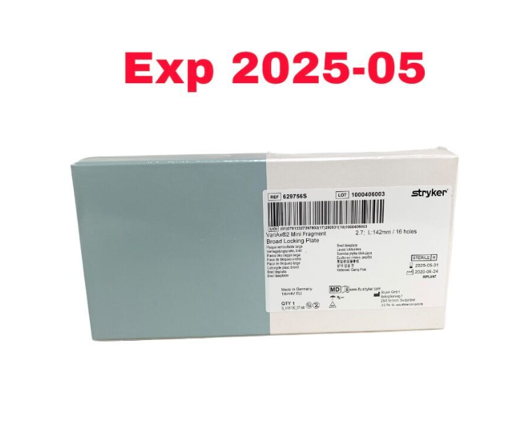 STRYKER 629756S VariAx2 Mini Fragment 2.7; L:142mm  16 holes Broad Locking Plate EXPIRED 2025 05