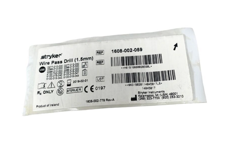 STRYKER 1608-002-059 Wire Pass Drill (1.5mm) EXPIRED