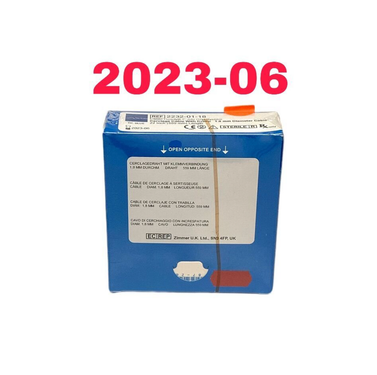 ZIMMER 2232-01-18 Cable-Ready Cable Grip System Cerclage Cable With Crimp EXP 2023 04 2023 06