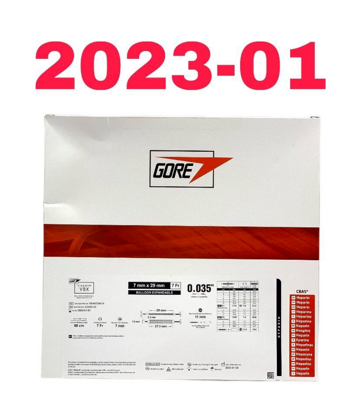 GORE BXA072901A VIABAHN VBX BALLOON EXPANDABLE ENDOPROSTHESIS EXP 2023 01