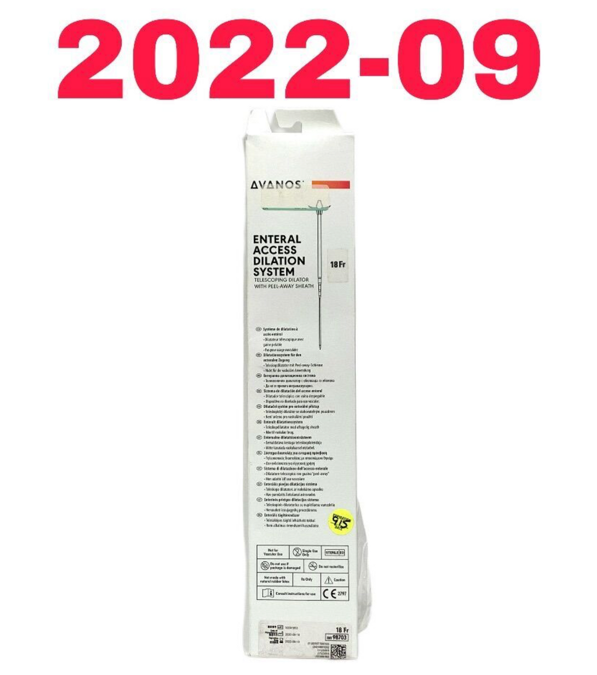 AVANOS 98703 ENTERAL ACCESS DILATION SYSTEM TELESCOPING DILATOR WITH PEEL AWAY SHEATH EXP 2022 09