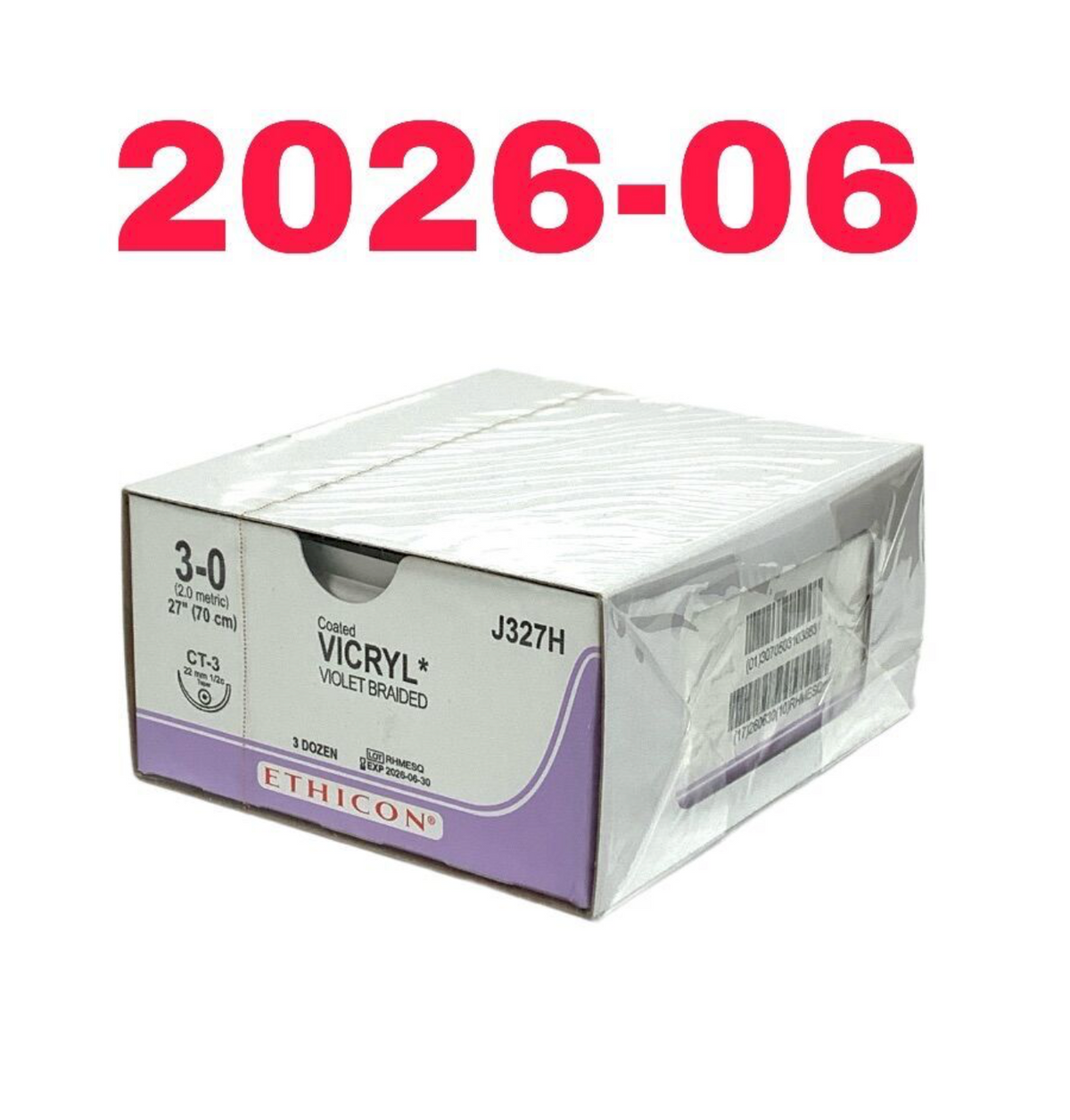 ETHICON J327H Coated VICRYL VIOLET BRAIDED SUTURE EXP 2026 06