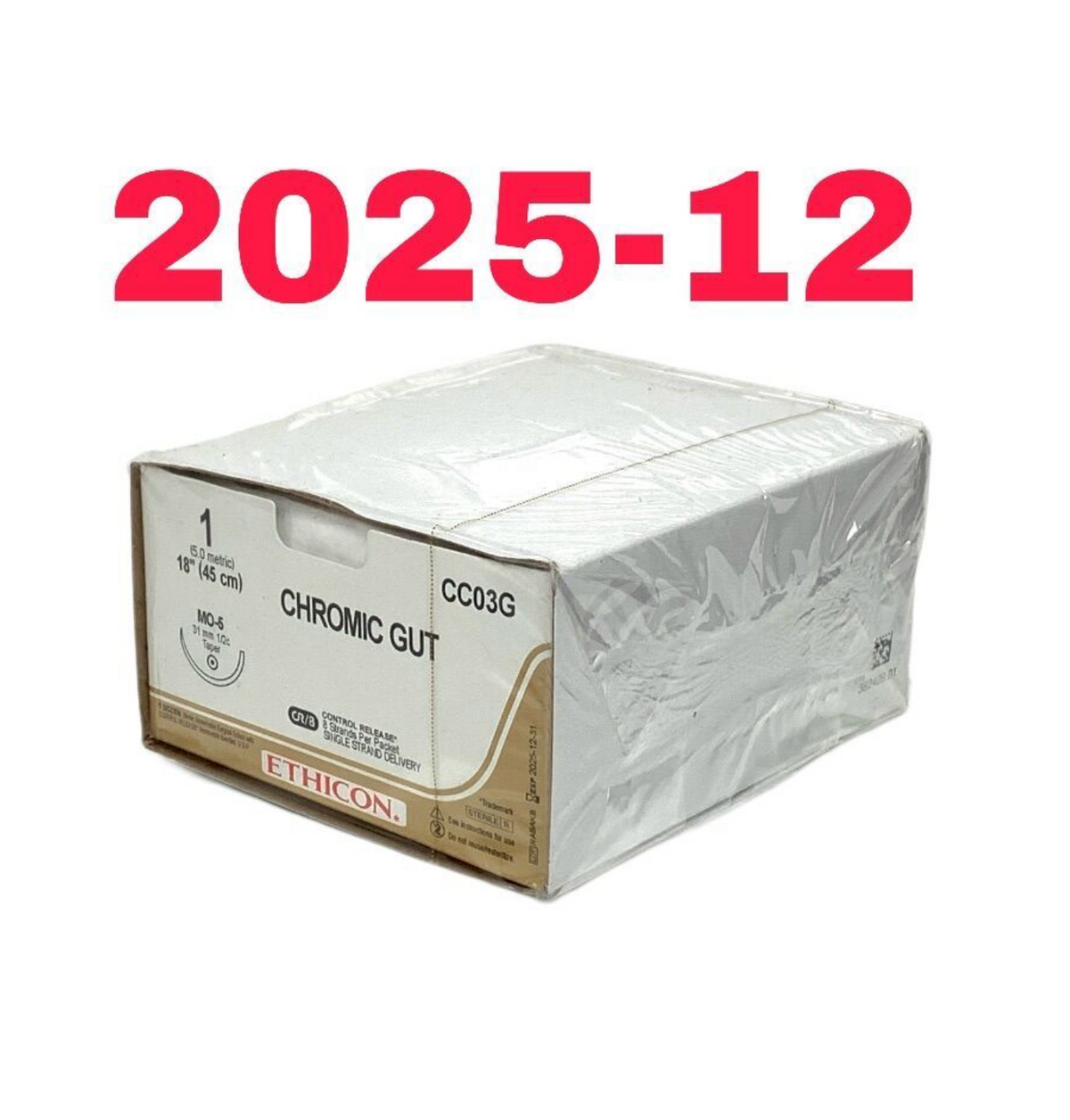 ETHICON CC03G CHROMIC GUT CONTROL RELEASE SINGLE STRAND DELIVERY EXP 2025 12
