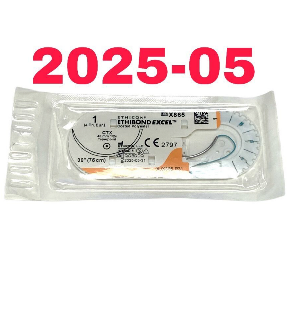 ETHICON X865 ETHIBOND EXCEL Coated PolYester EXP 2025 05