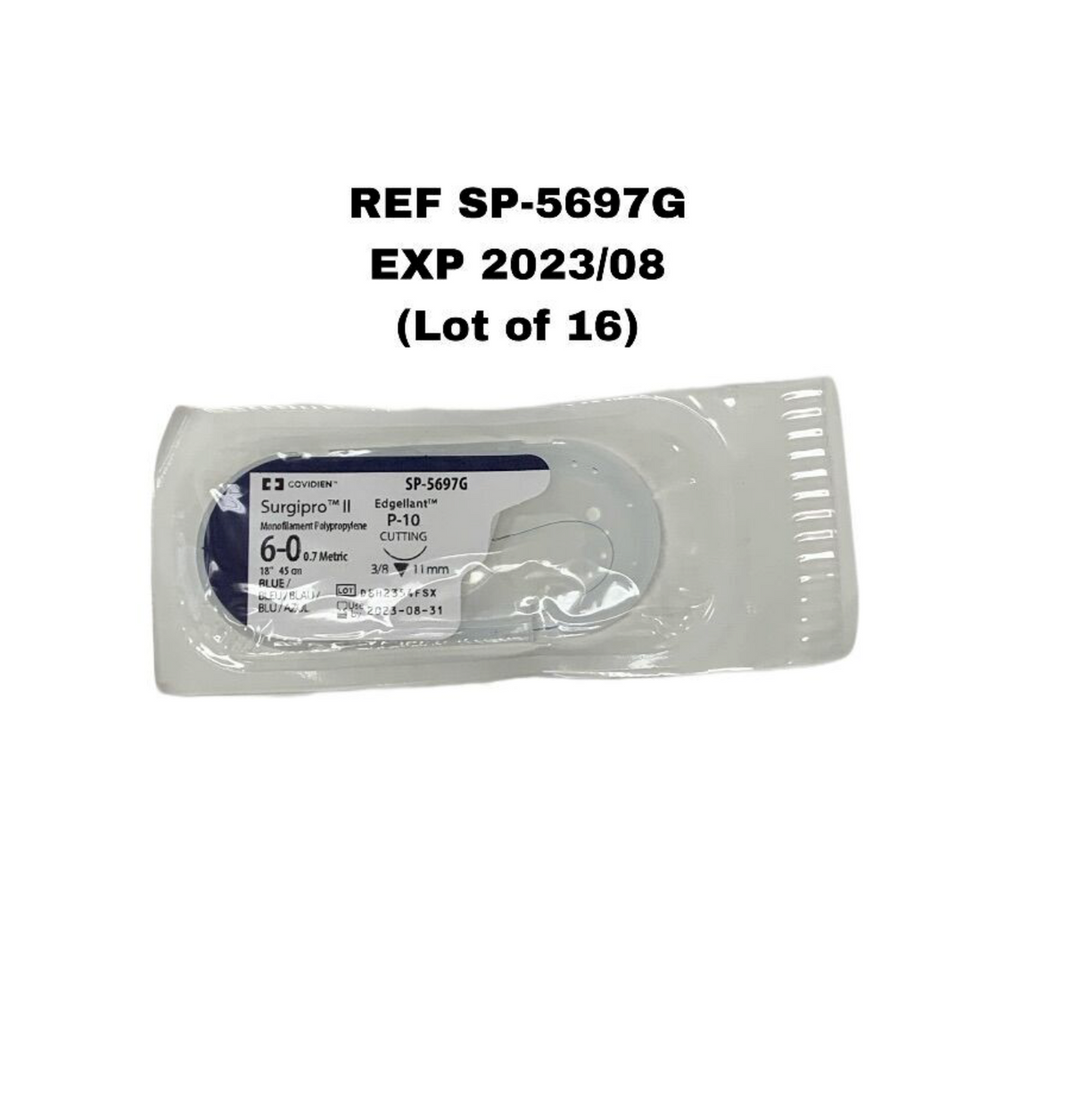COVIDIEN SP-5697G Surgipro II Edgellant Mono filament Polypropylene EXP 2023 08 (Lot of 16)