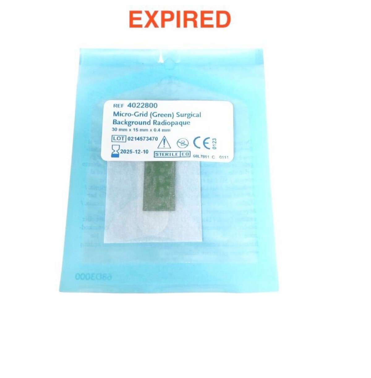 MICROGRID 4022800 Green Surgical Background Radiopaque 30mm x 15mm x 0.4mm Sterile EO EXP 2025 12