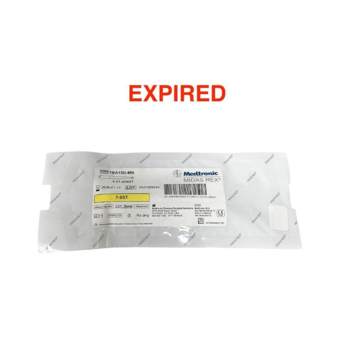 MEDTRONIC 7BA15D-MN Midas Rex Surgical Drill Attachment 7-6ST Sterile OEM EXP 2026 01