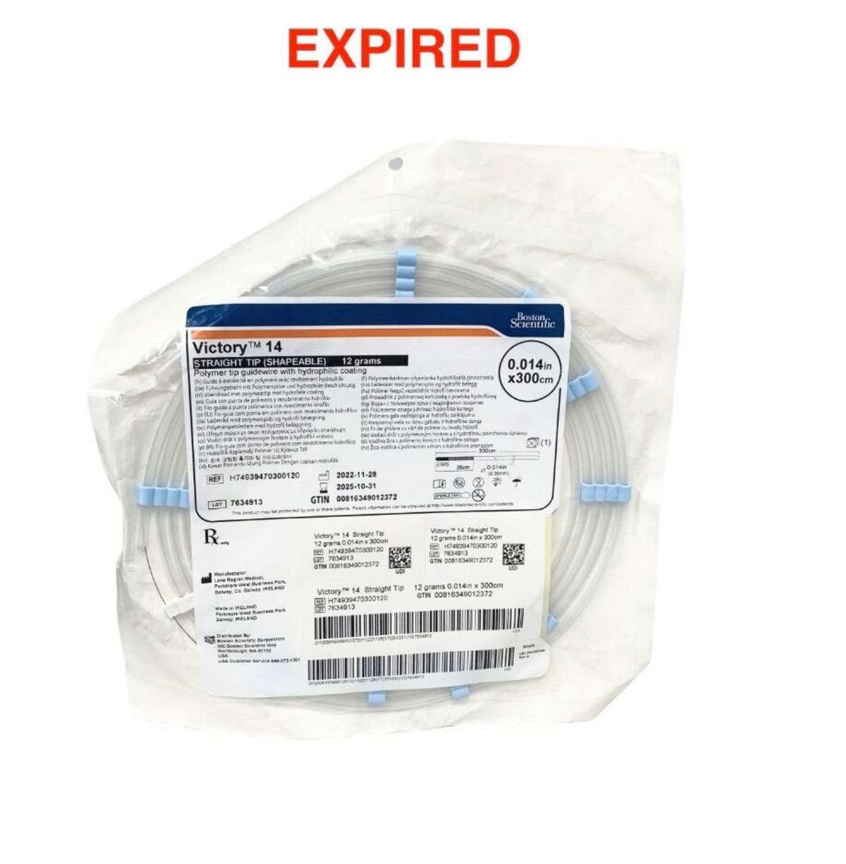 BOSTON SCIENTIFIC H74939470300120 Victory 14 Guidewire 0.014in 300cm Straight Tip EXP 2025 10
