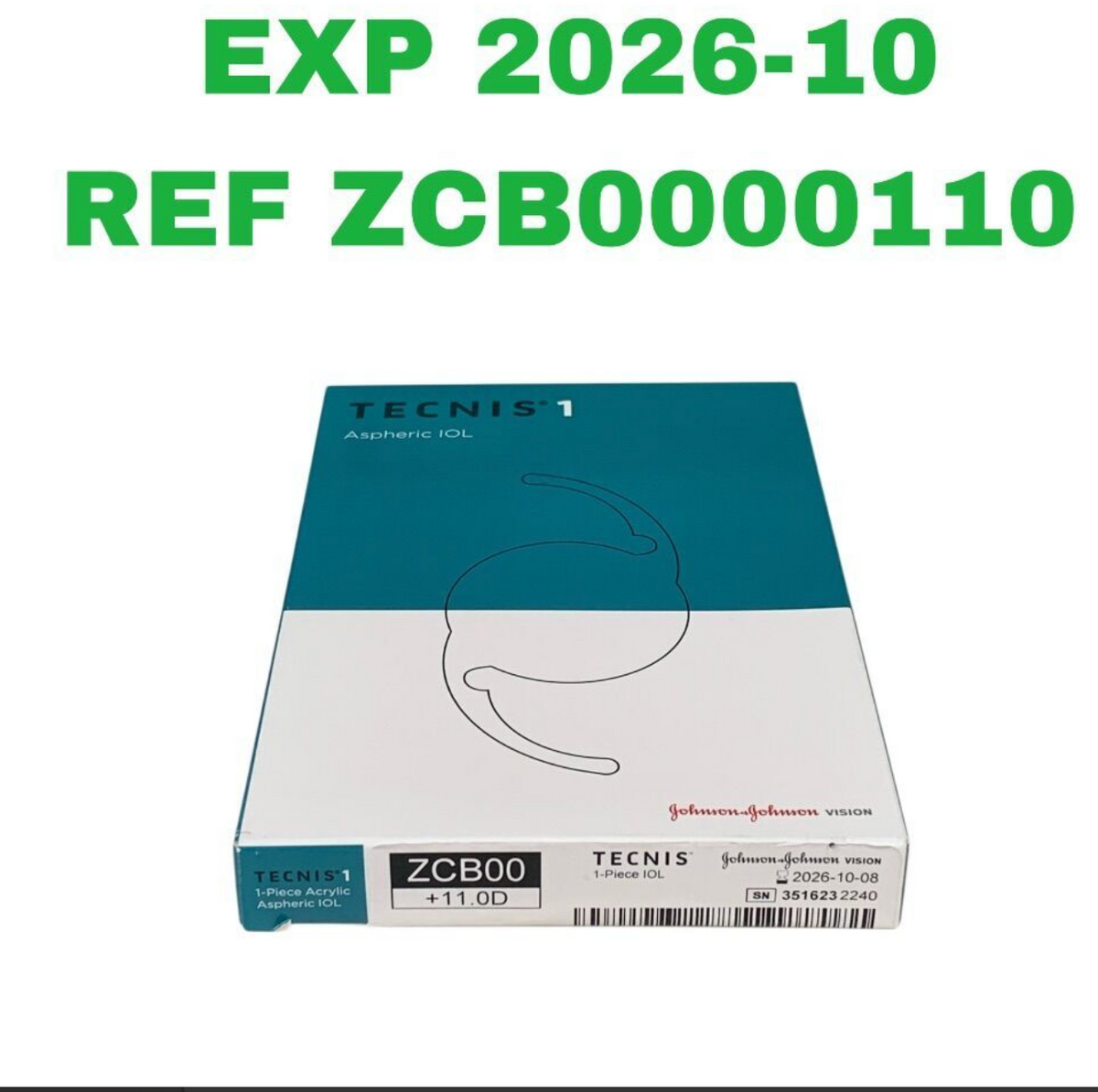 JOHNSON & JOHNSON ZCB0000110 TECNIS 1 1-Piece Acrylic Aspheric IOL +11.0D EXP.2026 10
