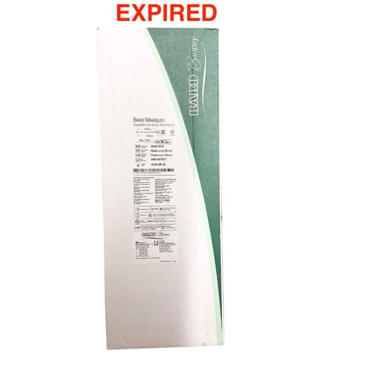 BARD MQK1816 Disposable Core Biopsy Instrument Kit 18g x 16cm EXP 2025 08