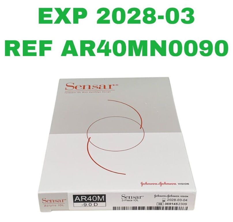 JOHNSON & JOHNSON AR40MN0090 Sensar Foldable 3-Piece Acrylic IOL -9.0 D Exp.2028 03