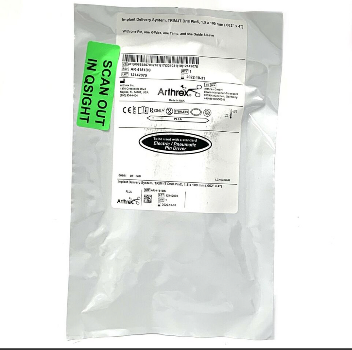 ARTHREX AR-4151DS IMPLANT DELIVERY SYSTEM EXP 2020-2022