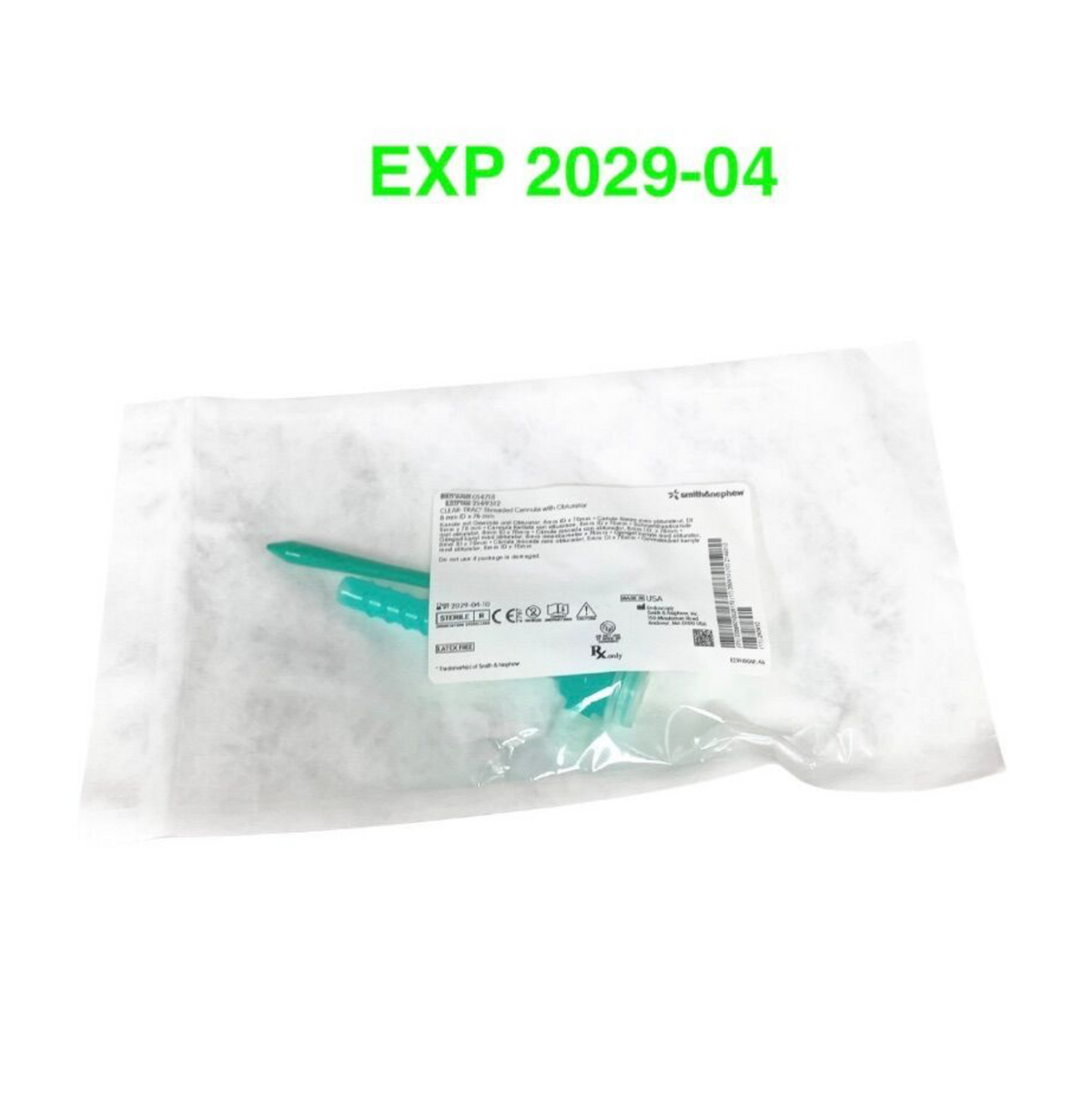 SMITH & NEPHEW 014718 CLEAR-TRAC® Threaded Cannula with Obturator 8 mm ID x 76 mm EXP 2029 04