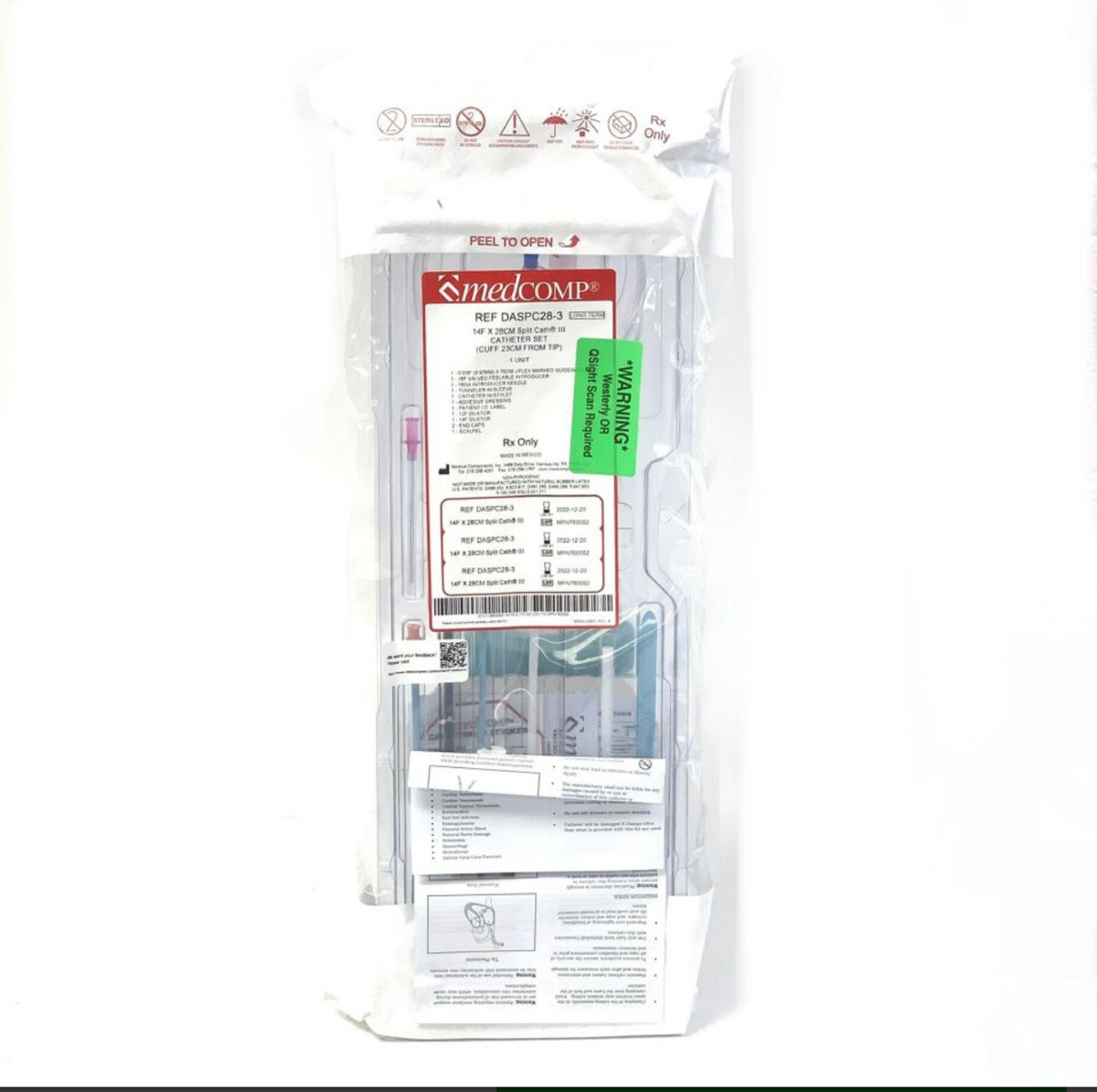 MEDCOMP DASPC28-3 SPLIT CATH III CATHETER SET EXP 2022 12