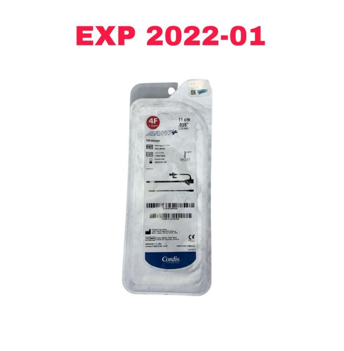 CORDIS 402-604A Avanti 4F Introducer 11cm .035