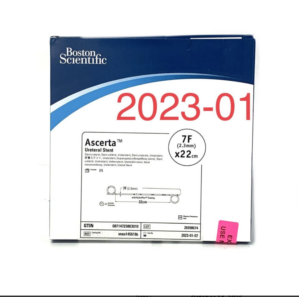 BOSTON SCIENTIFIC M0061456180 ASCERTA URETERAL STENT EXP 2023 01