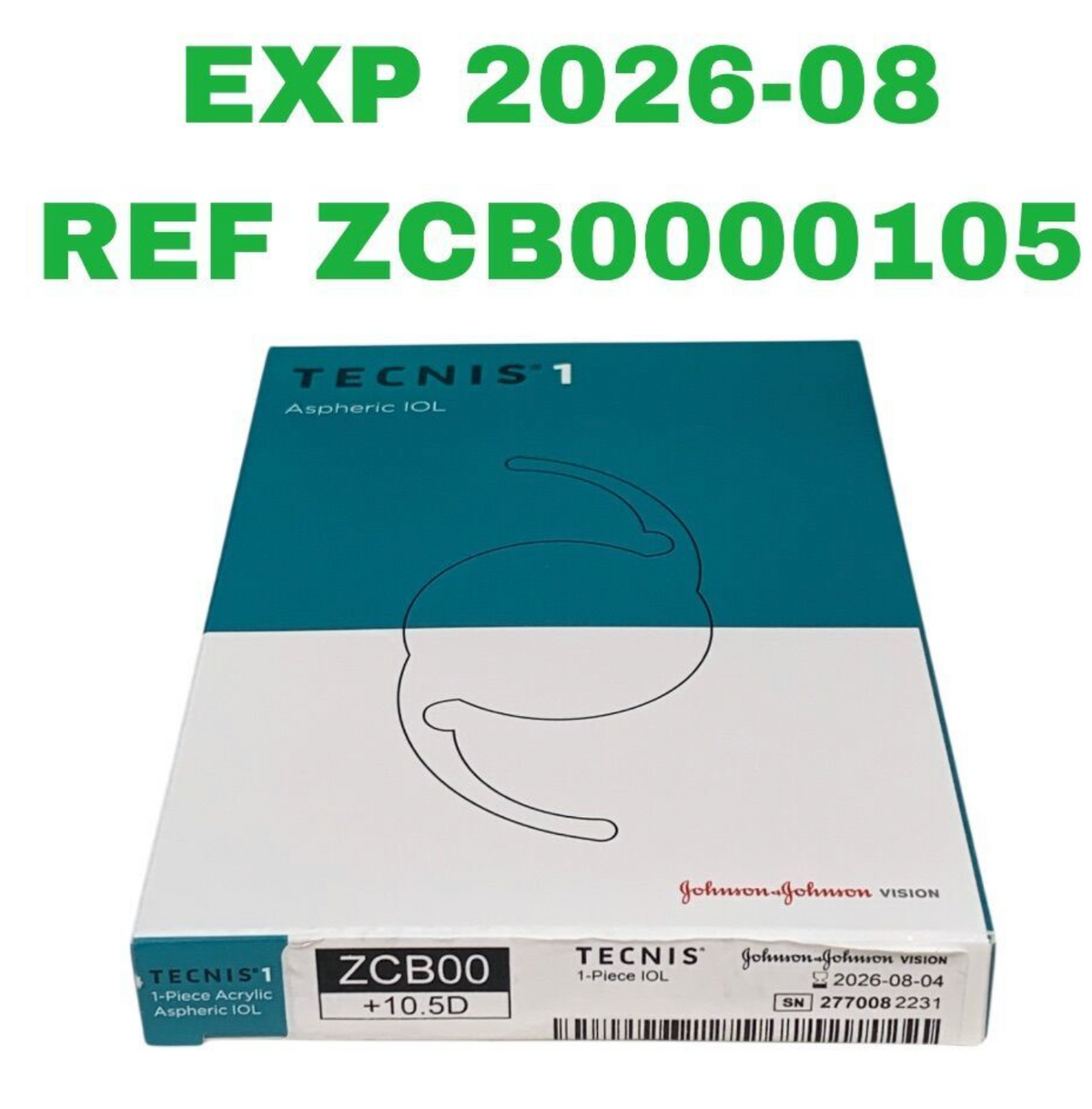 JOHNSON & JOHNSON ZCB0000105 Tecnis 1 Aspheric IOL 1-Piece Acrylic 10.5D EXP 2026 08