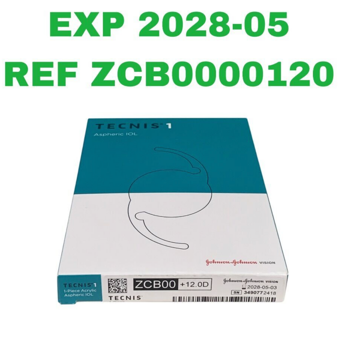 JOHNSON & JOHNSON ZCB0000120 Tecnis 1-Piece Acrylic Aspheric IOL 12.0D EXP 2028 05