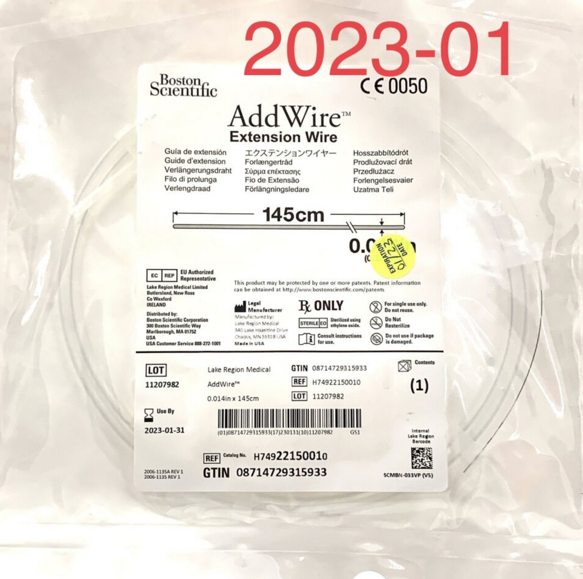 BOSTON SCIENTIFIC H74922150010 ADDWIRE EXTENSION WIRE EXP 2023 01