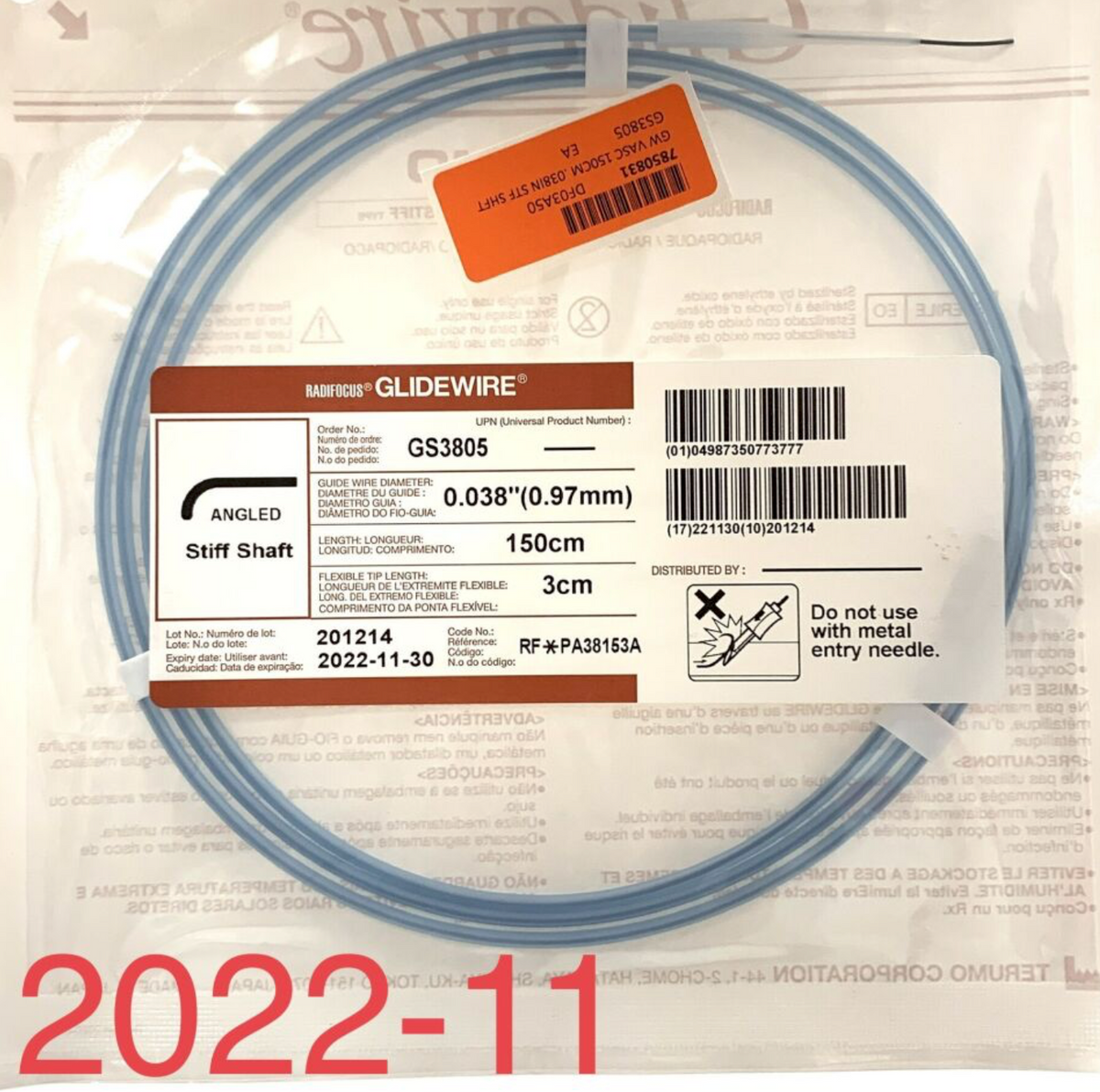 TERUMO GS3805 RADIOFOCUS GLIDEWIRE EXP 2022 11