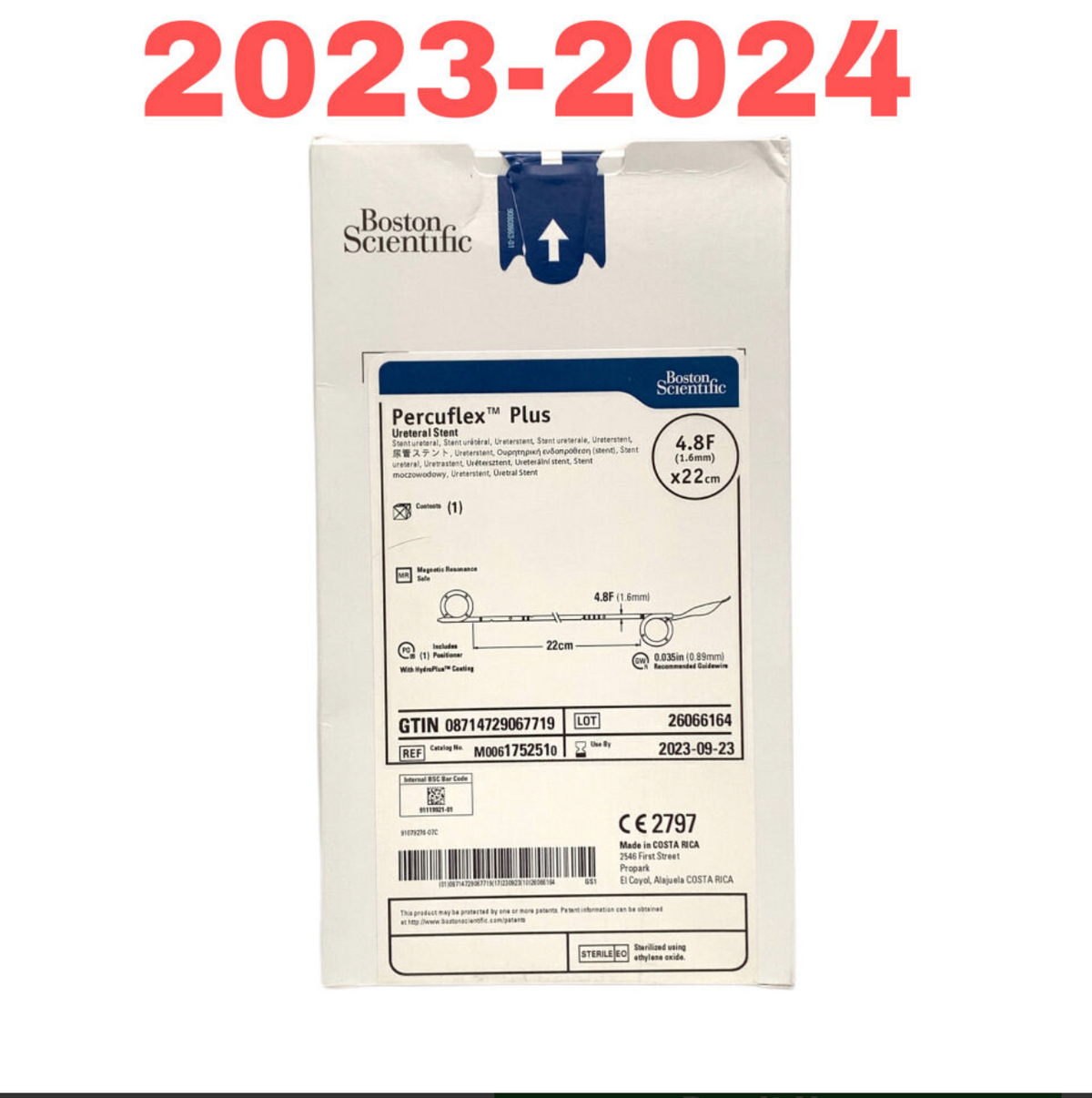 BOSTON SCIENTIFIC M0061752510 PERCUFLEX PLUS URETERAL STENT EXP 2023-2024
