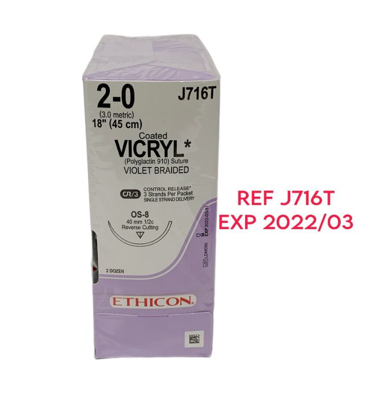 ETHICON J716T COATED VICRYL (Polyglactin 910) Suture VIOLET BRAIDED EXP 2022 03