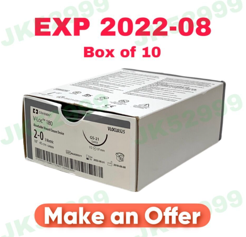 COVIDIEN VLOCL0325 V-LOC 180 ABSORBABLE WOUND CLOSURE DEVICE EXP 2022 08