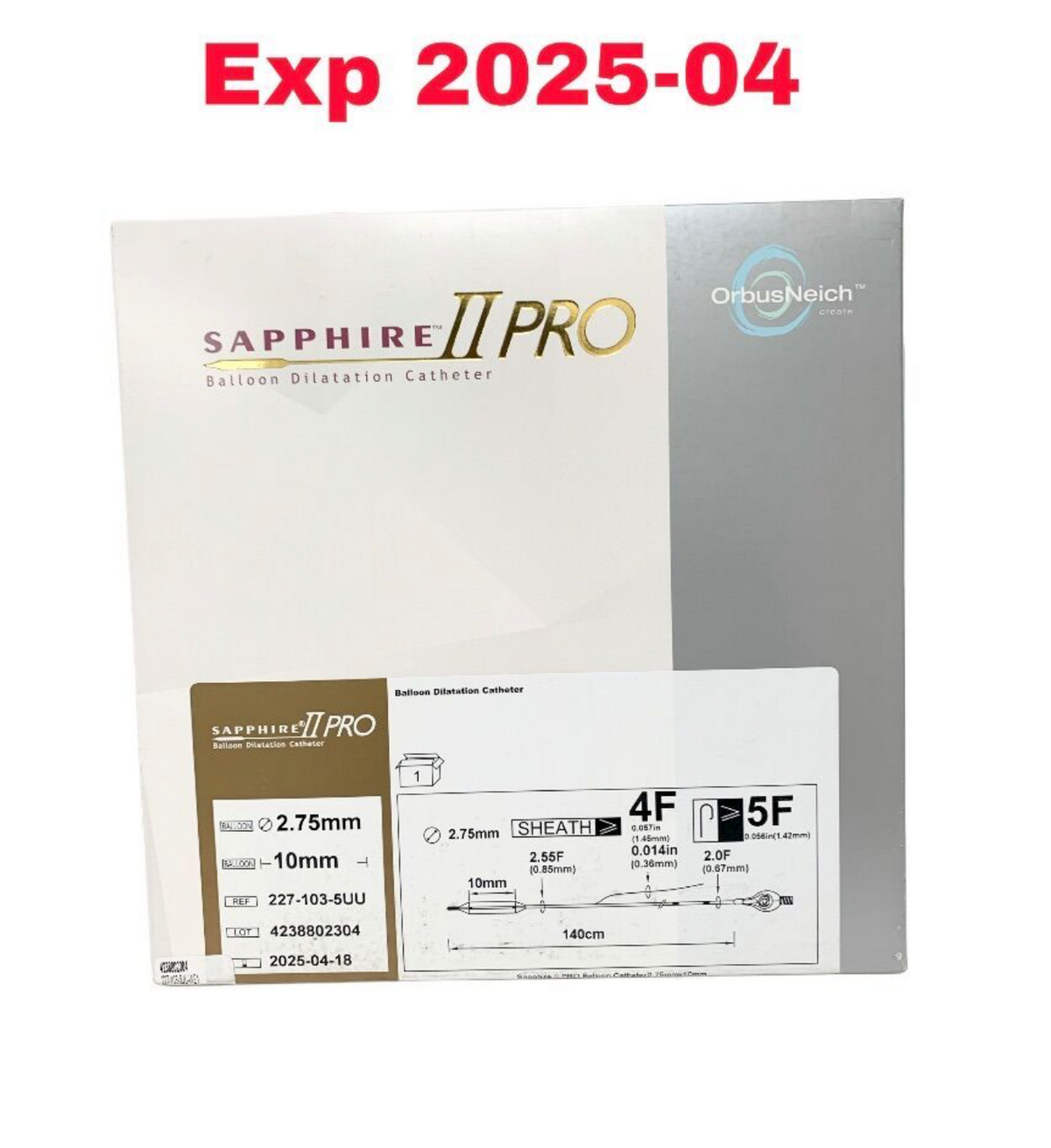 CARDIOVASCULAR SYSTEMS INC  227-103-5UU Sapphire II PRO Balloon Catheter 2.75mmx 10mm EXPIRED