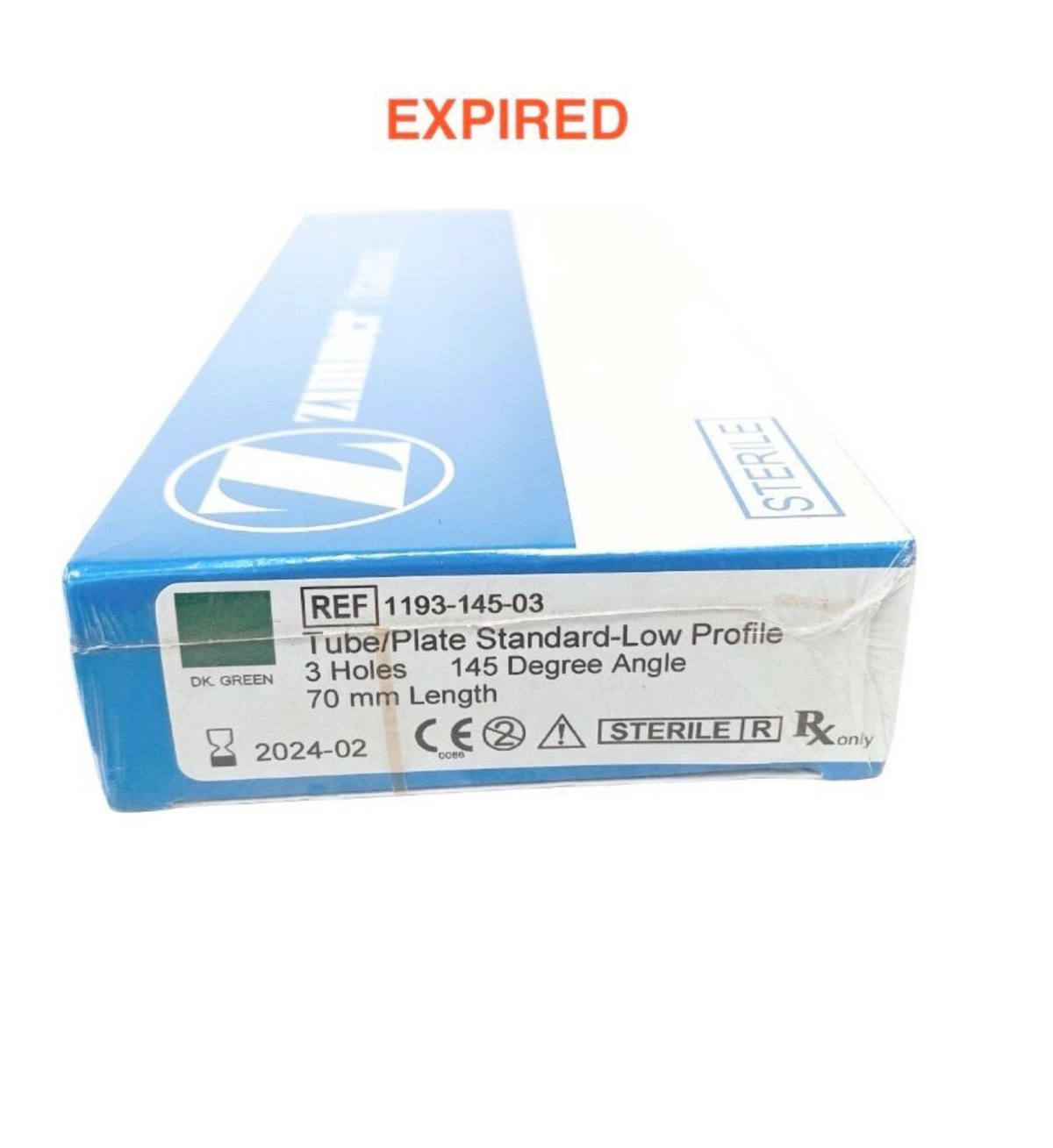 ZIMMER 1193-145-03 Versa-Fx II Femoral Fixation Compression Plate Low Profile 3-Hole 145° 70mm Exp.2024 02
