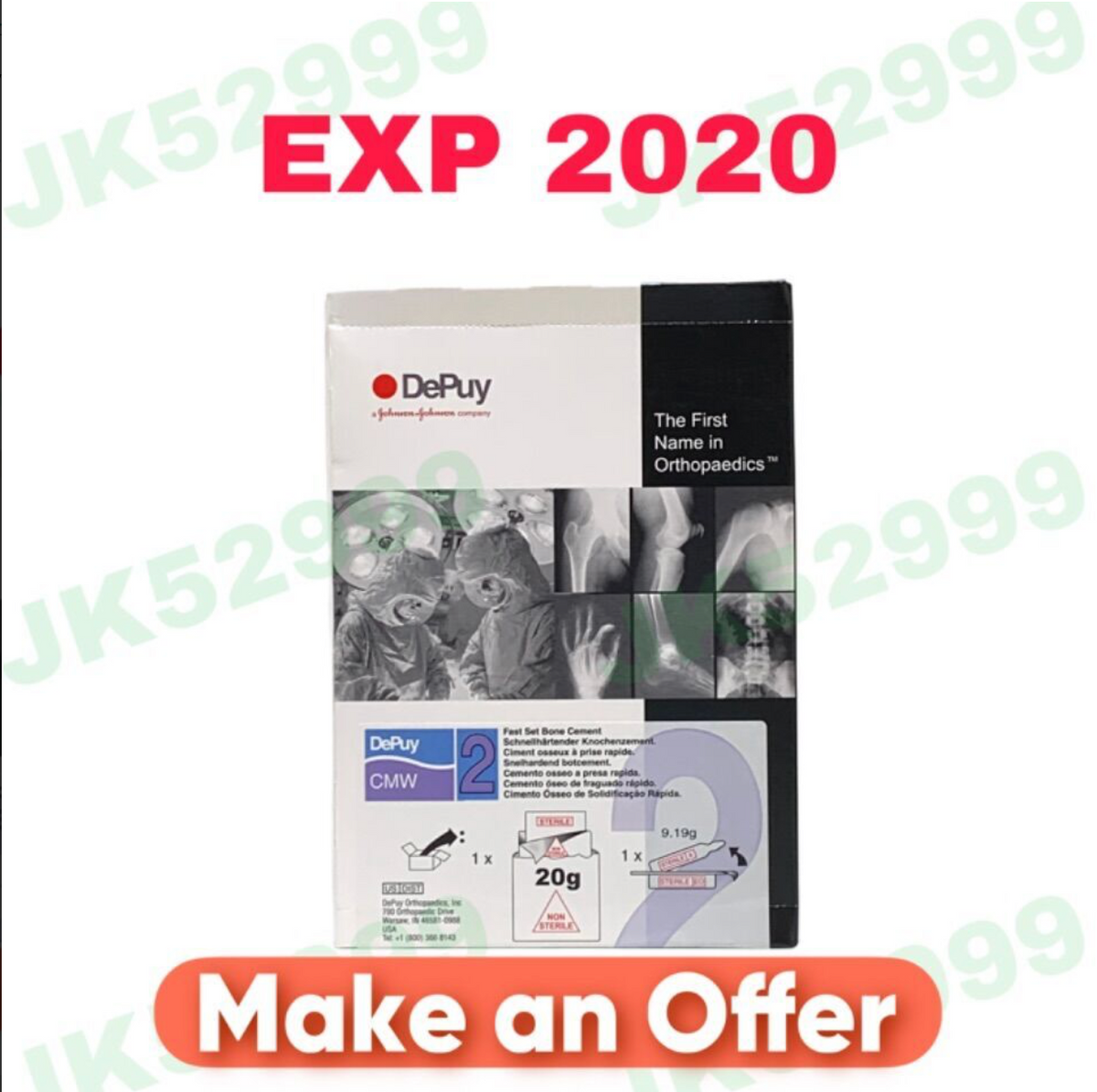 DEPUY 3322-020 Fast Set Bone Cement CMW 2 EXP 2020