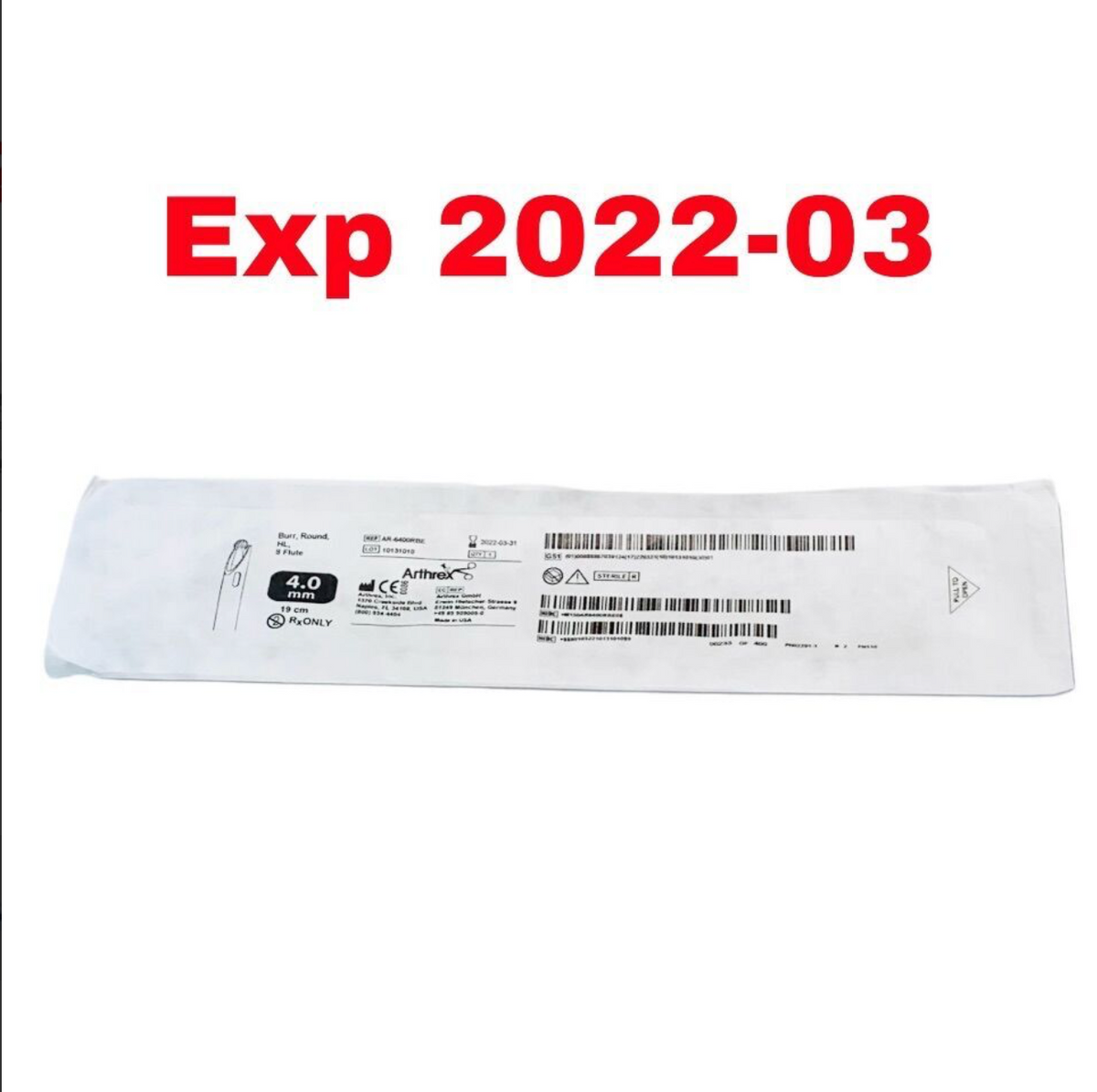 ARTHREX AR-6400RBE 4.0MM BURR ROUND HL 8 FLUTE EXPIRED