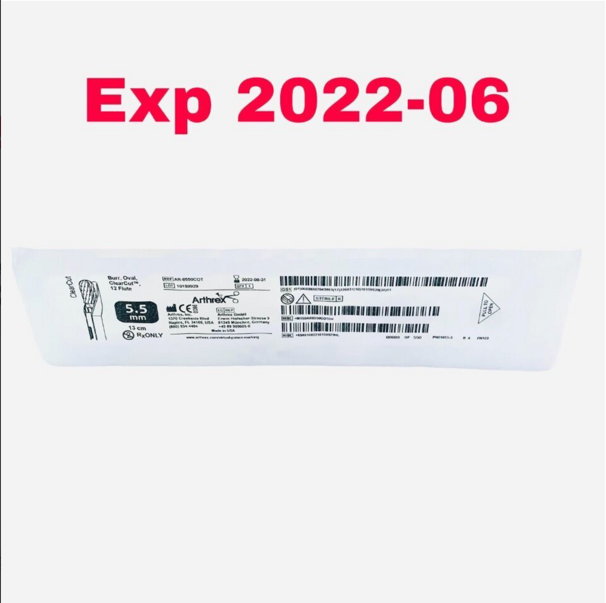 ARTHREX AR-8550COT Burr Oval ClearCut 12 Flute 5.5MM BLADE EXPIRED