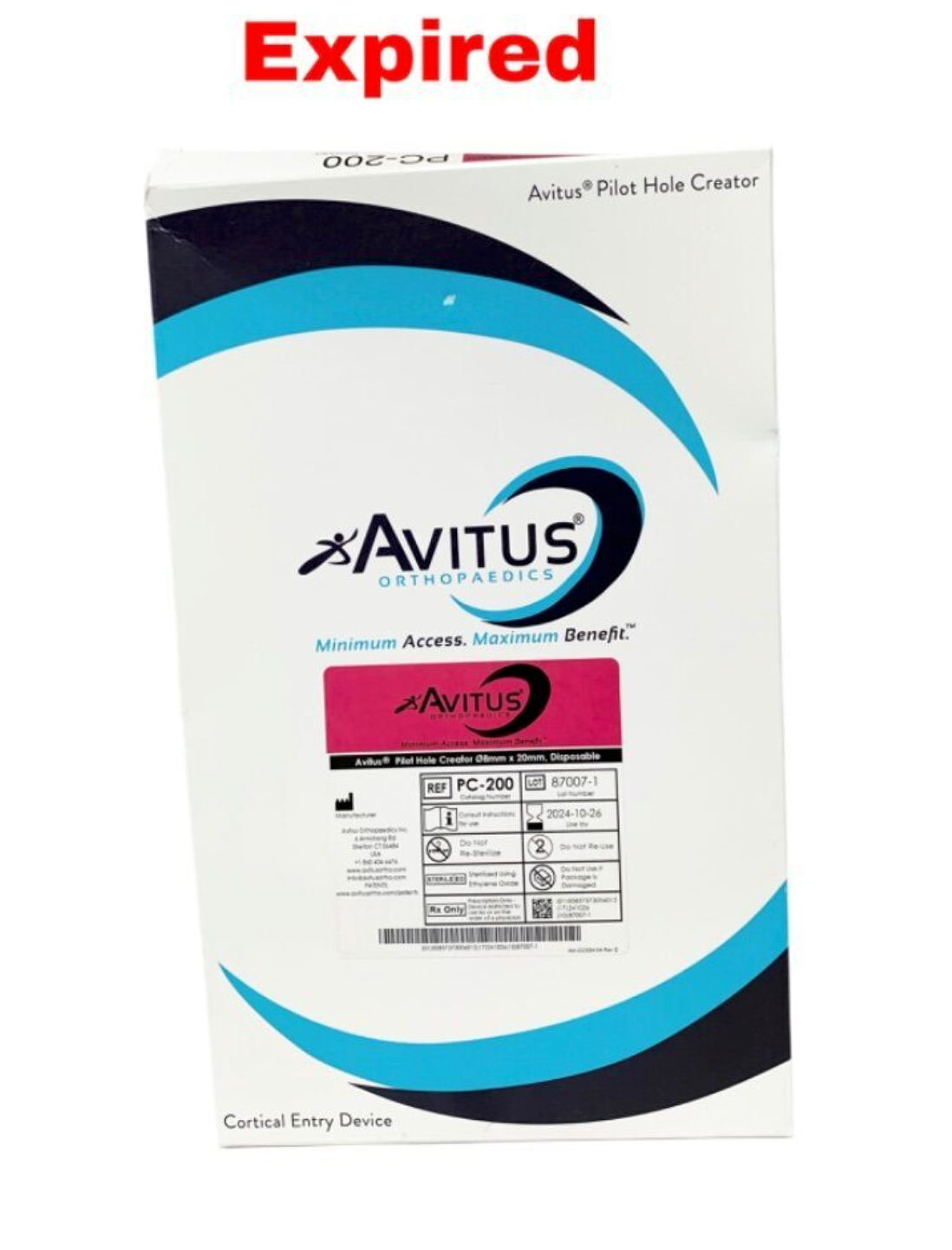 AVITUS ORTHOPAEDIES PC-200 Pilot Hole Creator 8mm x 20mm Disposable Cortical Entry Device EXP 2024 10