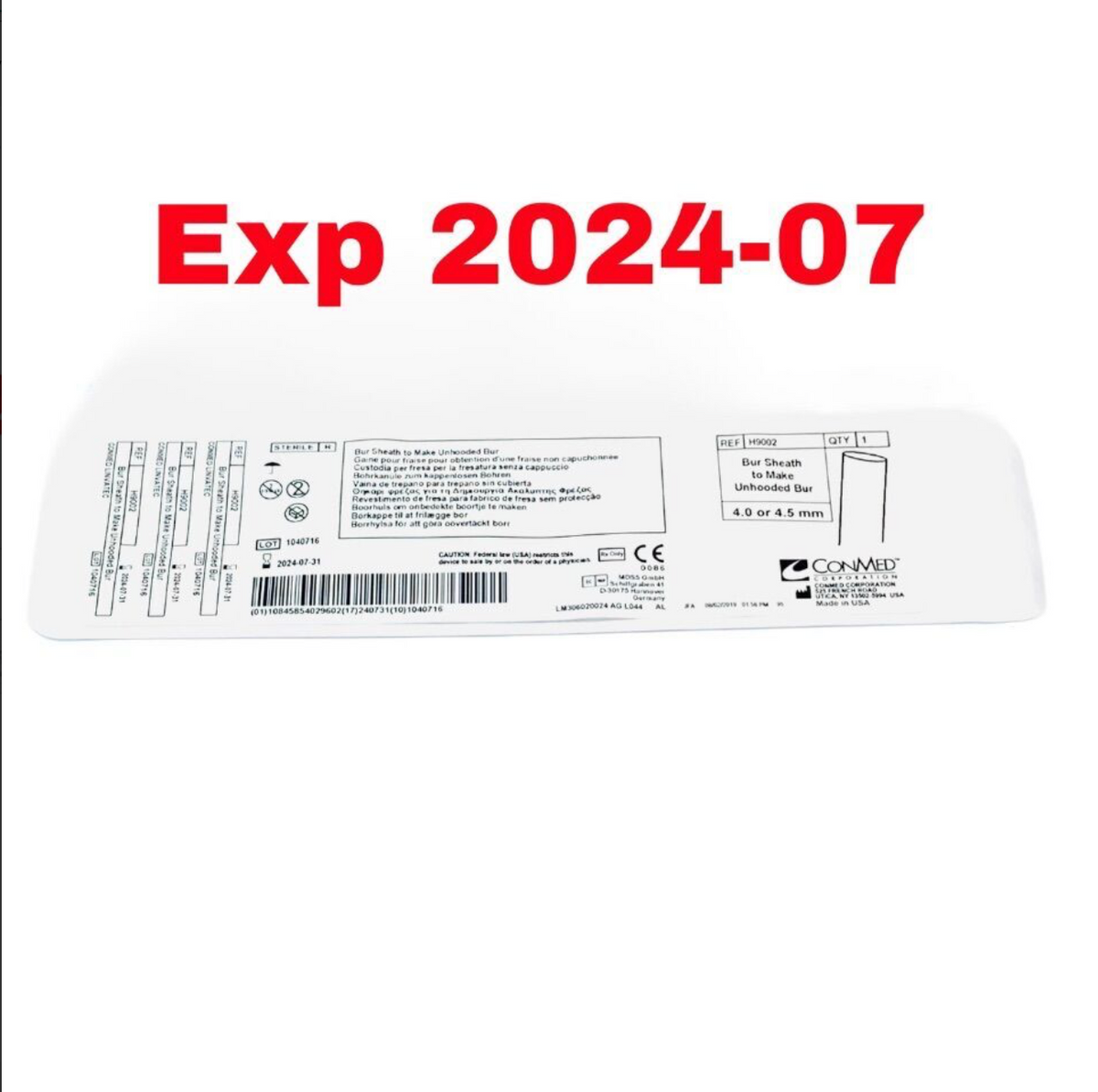 CONMED H9002 Bur Sheath to Make Unhooded Bur 4.0 or 4.5 mm EXPIRED