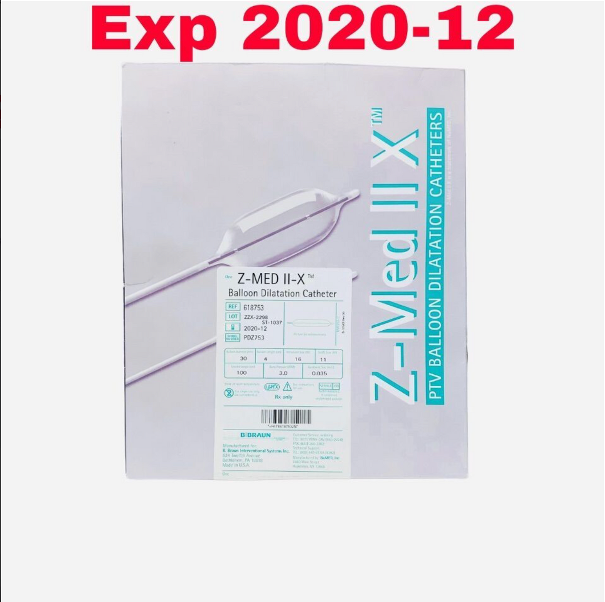 B BRAUN 618753 Z-MED II-X TM Balloon Dilatation Catheter EXPIRED