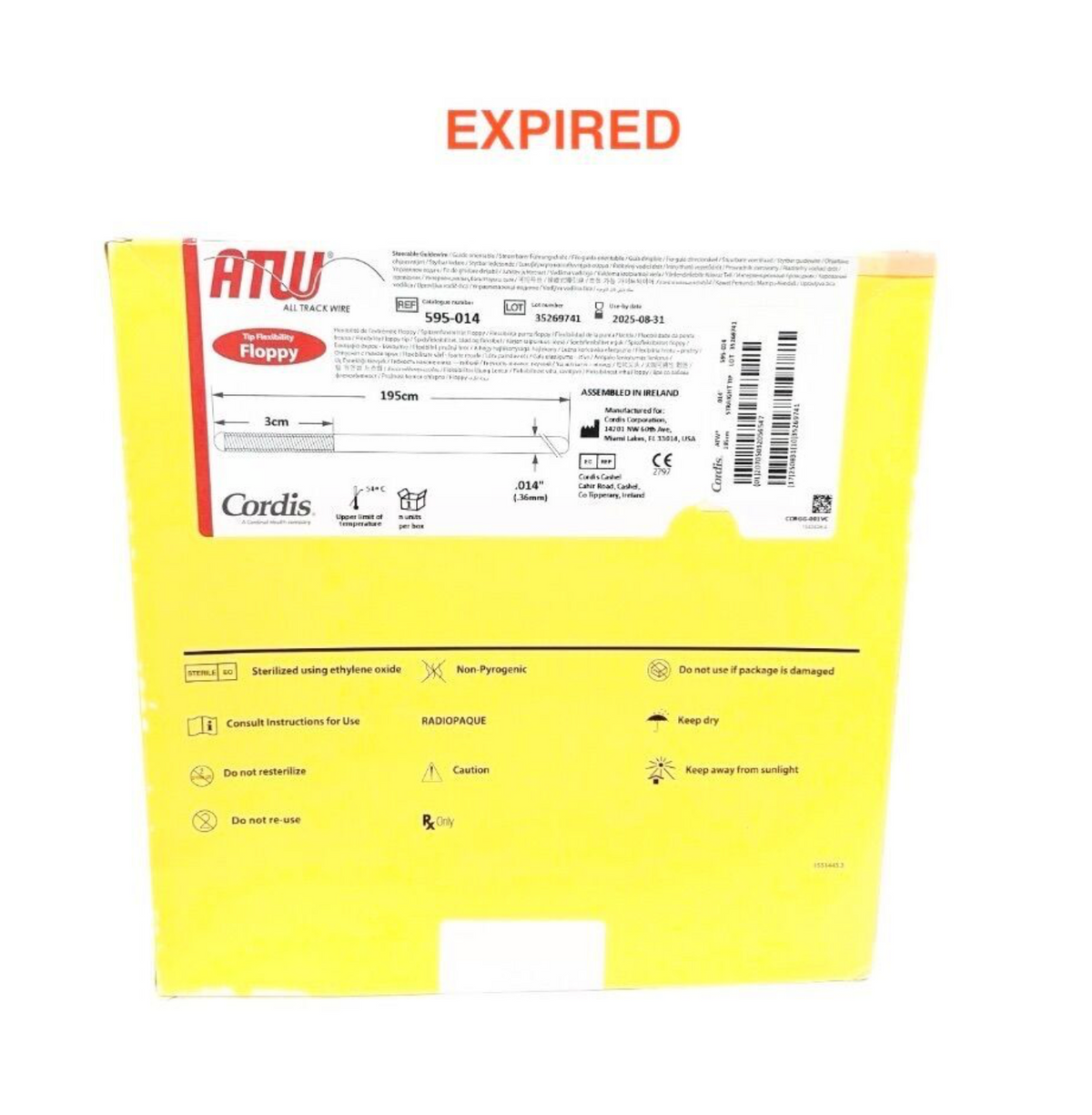 CORDIS 595-014 ATW All Track Wire Steerable Guidewire Floppy Tip 195cm 0.014