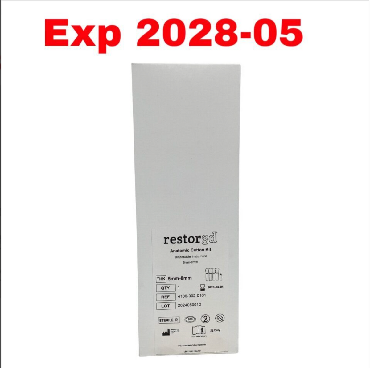 RESTOR3D 4100-002-0101 Anatomic Cotton Kit Disposable Instrument KIT EXP 2028 05