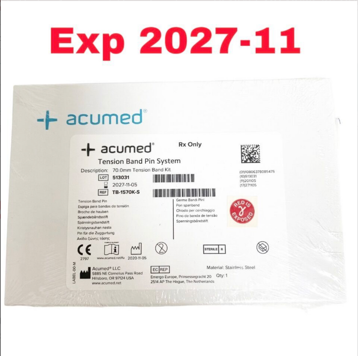 ACUMED TB-1570K-S Tension Band Pin System EXP 2027 11