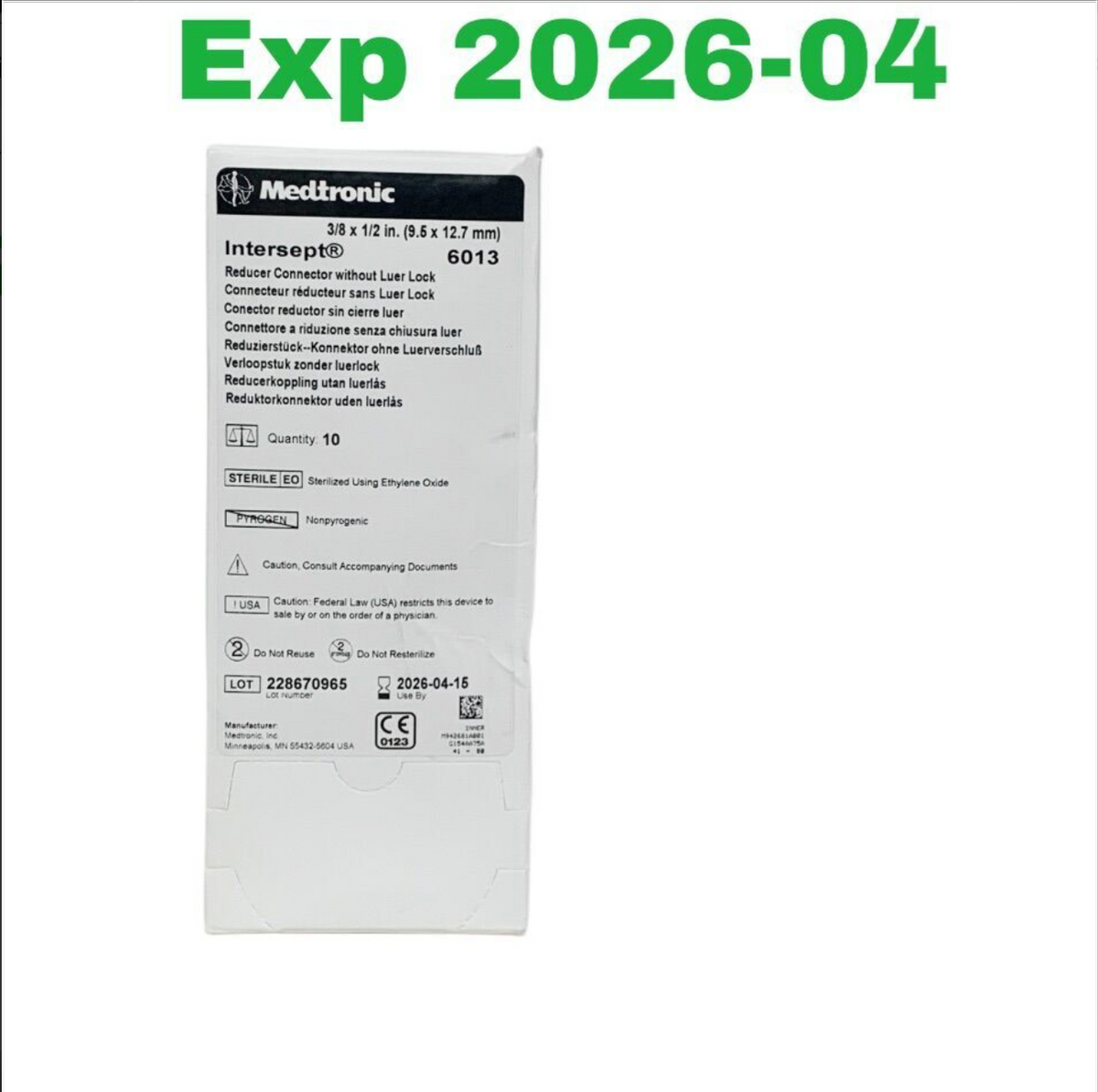 MEDTRONIC 6013 Intercept Reducer Connector without Luer Lock EXP 2026 04