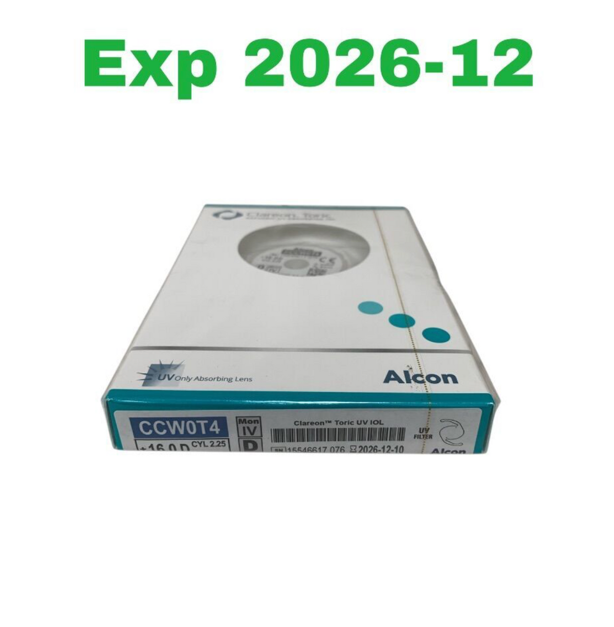 ALCON CCW0T4 Clareon Toric Aspheric UV Absorbing IOL +16.0 D CYL 2.25 EXP 2026 12