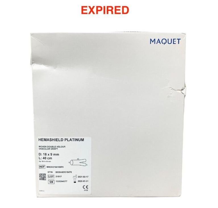 MAQUET M00202166189P0 Hemashield Platinum 18x9mm x 40cm Woven Double Velour Vascular Graft EXP.2026 01
