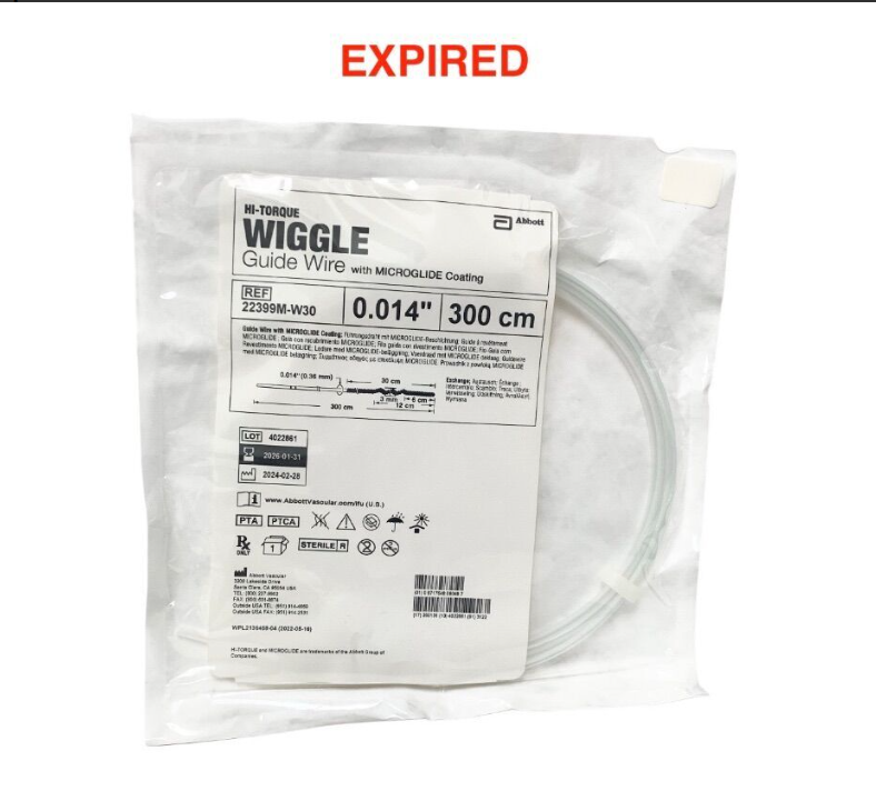 ABBOTT 22399M-W30 HI-TORQUE WIGGLE 0.014" x 300cm Guide Wire with MicroGlide Coating Exp.2026 01