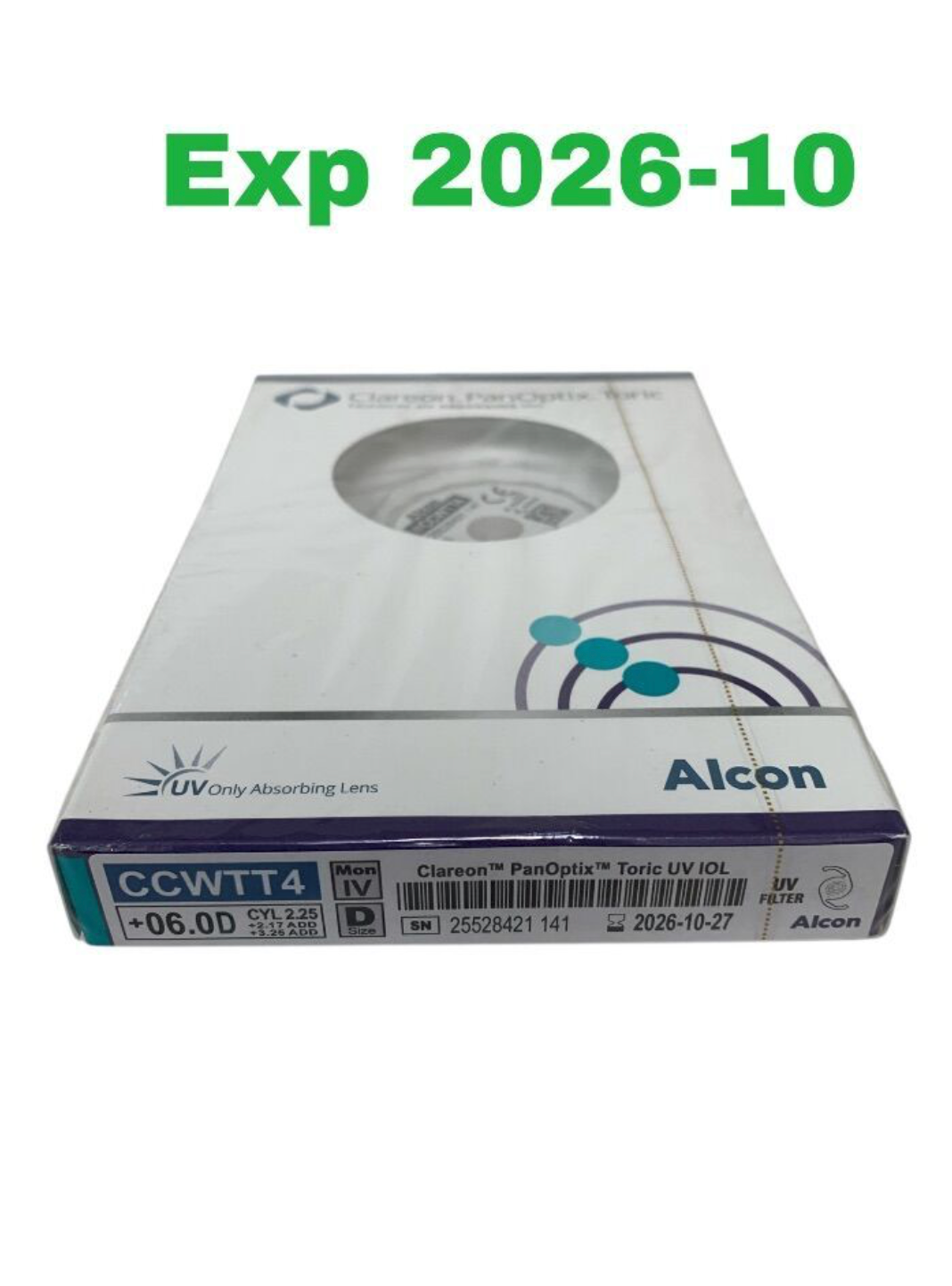 ALCON CCWTT4 Clareon PanOptix Toric UV IOL +06.0D CYL 2.25 EXP 2026 10
