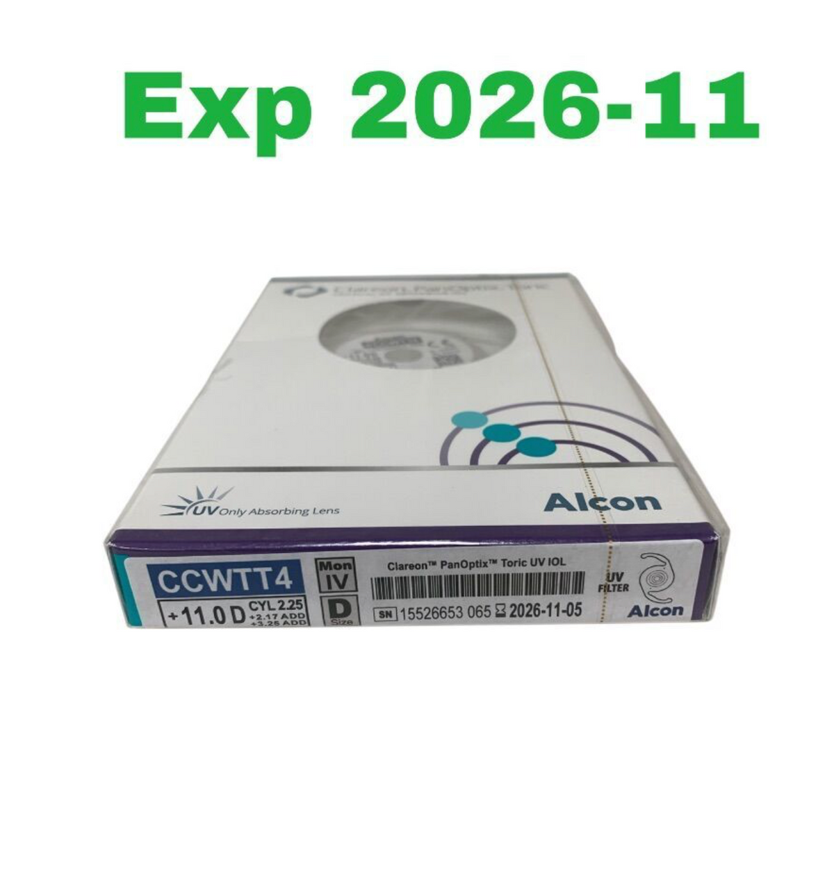 ALCON CCWTT4 Clareon PanOptix Toric UV IOL +11.0 D CYL 2.25 EXP 2026 11